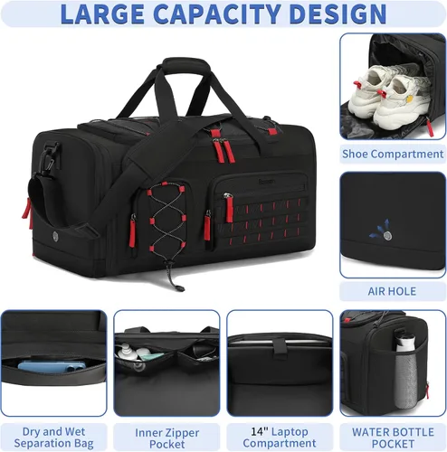 Miniatura 3 de Bosstin Bolsa de gimnasio para hombres y mujeres, 45L de viaje, bolsa de lona deportiva, mochila de viaje para gimnasio, fin de semana, mochila