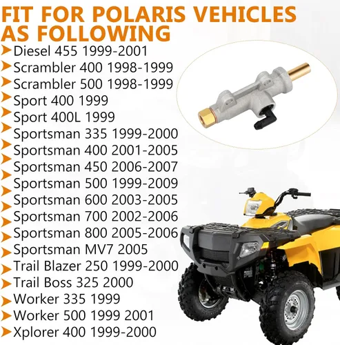 Miniatura 2 de M MATI Cilindro maestro de freno trasero para Polaris Sportsman 335 400 450 500 600 700 800 Scrambler 400 500 Diesel 455 Sport 400 Trail Blazer 250