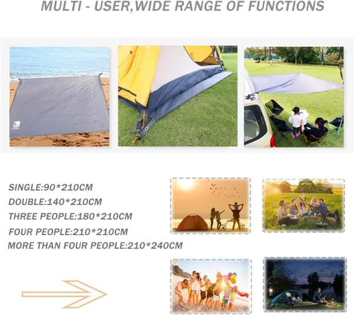 Miniatura 7 de Hikeman Huella de la tienda de campaña: lona impermeable para campamento, resistente para guardar el suelo, alfombrilla ultraligera para senderismo