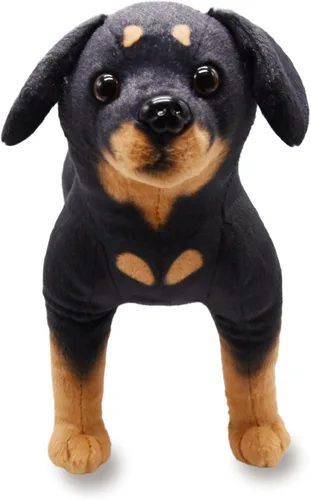 Miniatura 4 de BABOLI Rottweiler realista animal de peluche extremadamente realista Rottie perro juguete negro cachorro muñeca para niños regalo o colección