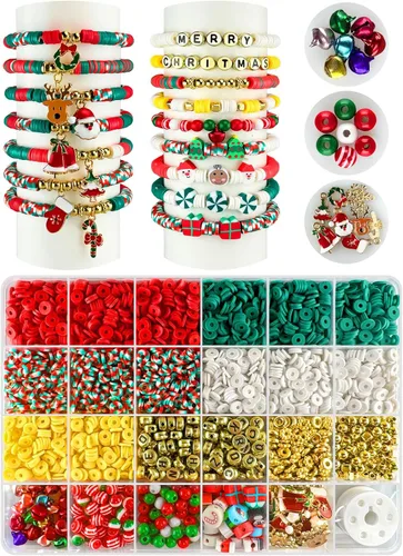 Miniatura 12 de Kit de Fabricación de Pulseras ClaBead 3200 Piezas, Kit de Pulseras de Cuentas de Arcilla con Cuentas de Oro y Cuentas de Plata (Tono Tierra)