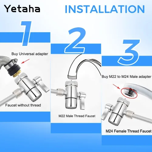 Miniatura 3 de Yetaha Válvula desviadora de grifo de 3/8", adaptador divisor de grifo de baño de cocina para pieza de repuesto de tubo, conector de fregadero