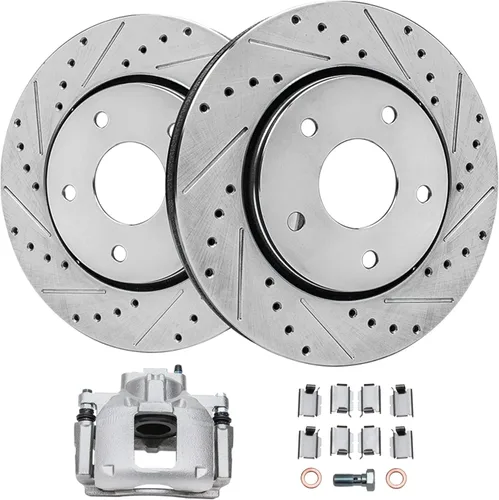 Miniatura 9 de Detroit Axle - Rotores de freno perforados traseros + repuesto de pinza de freno de disco trasera izquierda para Acura TL Honda Element - Juego de 3