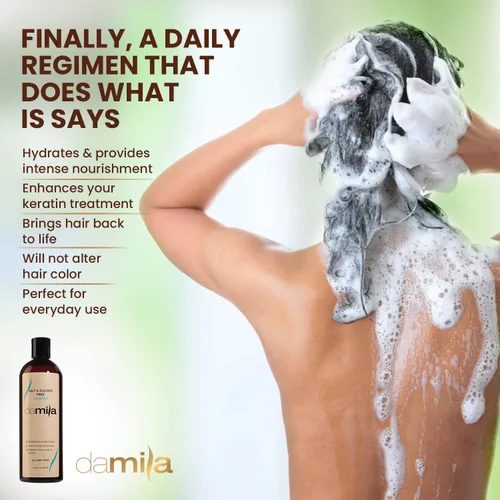 Miniatura 3 de damila Champú sin sal y sulfato para queratina y cabello teñido - Perfecto para cabello dañado, encrespado, rizado o seco (4 onzas líquidas)