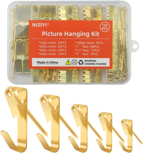 Kit de 152 piezas para colgar cuadros, ganchos de 10 libras, 20 libras, 30 libras, 50 libras, ganchos de 100 libras con clavos, marco de fotos