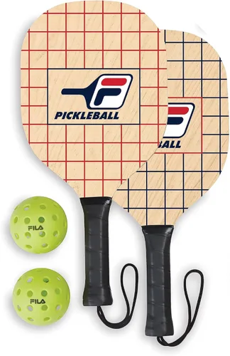 FILA Accessories Juego de 2 palas de pickleball - Incluye 2 raquetas de pickleball, 2 pelotas de pickleball para exteriores, raqueta de pickleball
