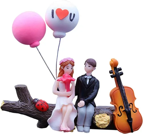 Decoración de coche, lindas parejas de dibujos animados, figuras de acción, parejas de dibujos animados en miniatura, adorno de globo, para niñas,