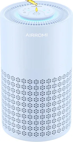 Miniatura 14 de Purificador de aire AIRROMI para dormitorio con filtro HEPA 3-en-1, purificador de aire para mascotas para el hogar con olor a orina de gato, cubre