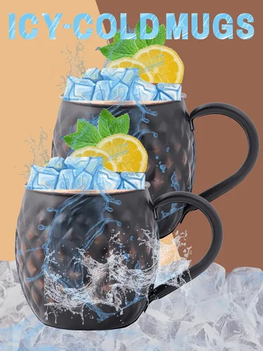 Miniatura 2 de Staglife Tazas negras de 16 onzas de Moscú Mule tazas de cobre puro para agua potable, regalos para él y ella en aniversario, tazas de cobre