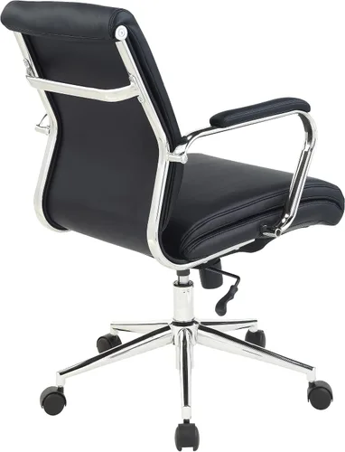 Miniatura 5 de Office Star Silla de oficina ajustable Antimicrobial Manager con base cromada, respaldo medio, tela negra Dillon