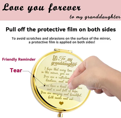 Miniatura 5 de para Mi Nieta - Eres Increíble y Hermosa - Espejo de bolsillo, espejo compacto grabado para nieta, espejo de aliento "La Familia Primero", regalos