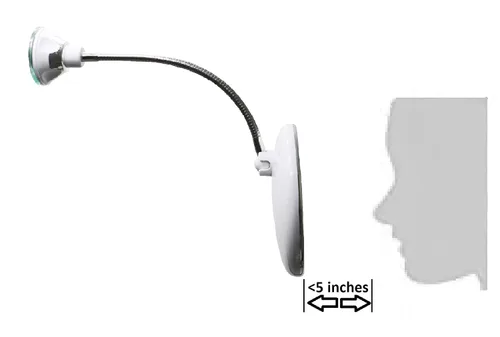 Miniatura 6 de JiBen Espejo de maquillaje flexible de cuello de cisne con luz LED 10X con ventosa de bloqueo de energía y giro de 360 grados, espejo portátil