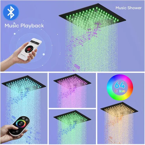 Miniatura 2 de Sistema de ducha termostático con chorros corporales, sistema inteligente de ducha de cuerpo completo de 12 pulgadas con mano, sistema de ducha