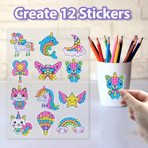 Miniatura 4 de WAHFNG Gem Art, Kit de Pintura de Diamantes para Niños - Crea Tus Propios Adhesivos, Llaveros y Atrapadores de Sol - Artes y Manualidades para Niñas