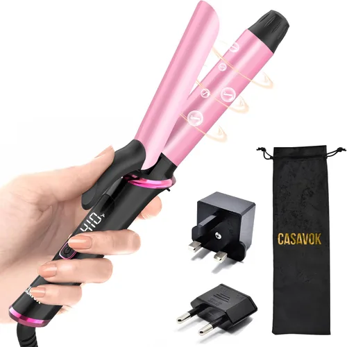 Mini rizador para viajes, 110 ~ 240 V de doble voltaje con adaptador de enchufe europeo, rizador pequeño para cabello corto, rizadores pequeños para