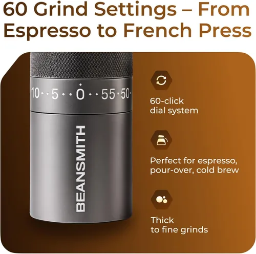 Miniatura 3 de Molinillo de café manual M1 – Fresa cónica de acero inoxidable de 7 estrellas, ajuste externo de 60 clics, capacidad de 1.06 oz: molinillo