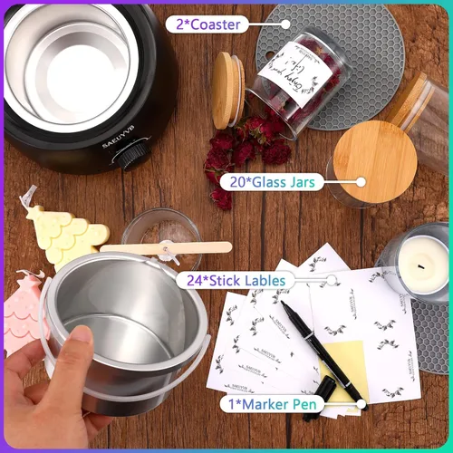 Miniatura 7 de 20 PCS Tarros para Velas, Tarros para Velas con Tapas, Kit para Hacer Velas, Tarros para Velas al Por Mayor para Velas