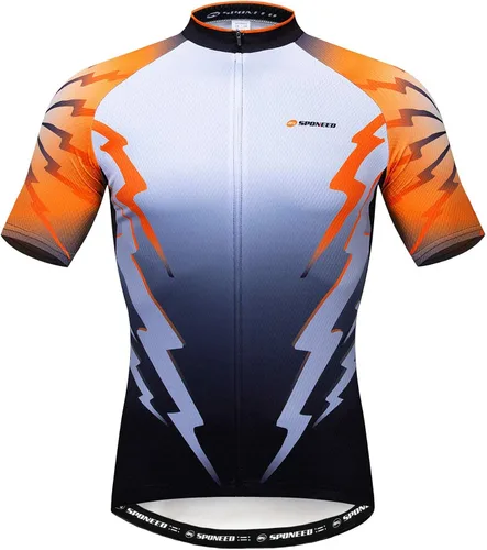sponeed - Jerséis de ciclismo para hombre, tops, camisas de ciclismo, manga corta, atuendo de ciclismo, chaqueta de ciclismo de cierre completo con