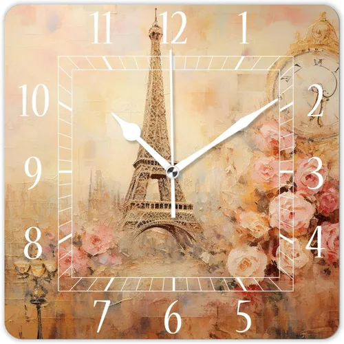 Miniatura 14 de Reloj de pared decorativo de 10 pulgadas, silencioso, cuadrado, para el hogar, sala de estar, cocina, bosque de otoño, hojas rojas brillantes, cielo