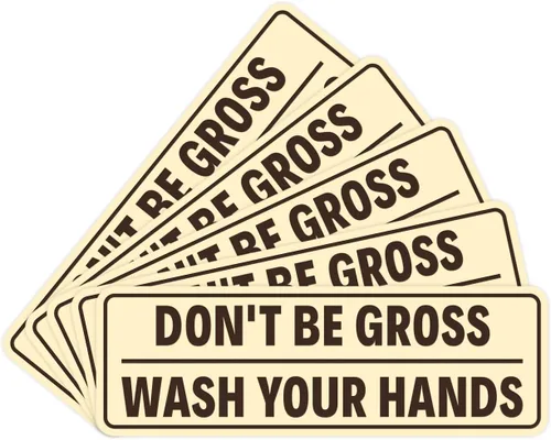 Miniatura 21 de Letrero estándar para puerta o pared, diseño de "Don't Be Gross ("Wash Your Hands"), color negro, mediano