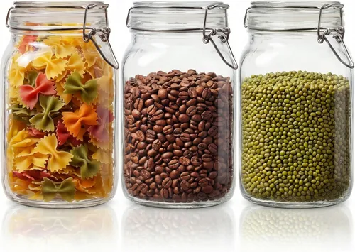 Miniatura 10 de HomArtist Frascos de vidrio de 32 oz de boca ancha con tapas herméticas, paquete de 4 frascos de vidrio para encurtir para conservas, fermentación