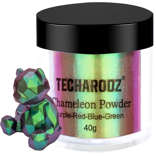 Miniatura 14 de TECHAROOZ Chameleon - Polvo de mica, 8 frascos de 0.18 oz de polvo cromado para uñas de cambio de color, purpurina holográfica para suministros de A