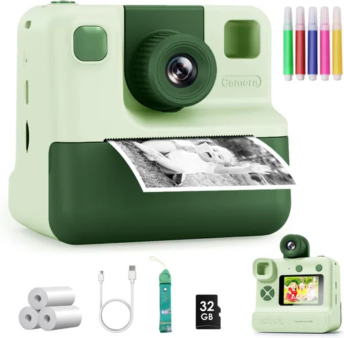 Miniatura 15 de Cámara para niños con impresión instantánea, cámaras instantáneas para niños con pantalla HD de 3.0", regalos de Navidad y cumpleaños para niños