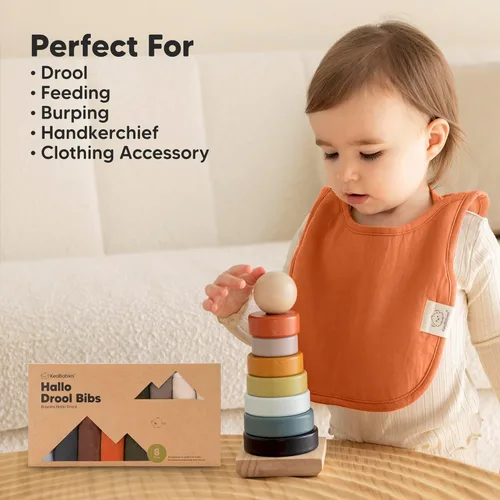 Miniatura 8 de KeaBabies Paquete de 8 baberos para bebés para niños y niñas - Baberos con capucha para bebés que babean y están en dentición, niños y niñas, recién