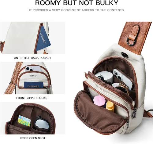 Miniatura 5 de Sling Bag For Women Faux Leather Small Casual Daypack Backpack Fanny Pack Crossbody Chest Bags Purse