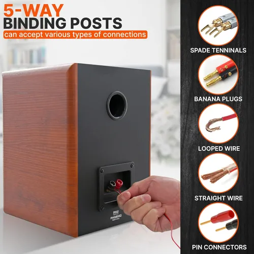 Miniatura 4 de Pyle Par de altavoces de estantería con cable de 5.25 pulgadas, altavoces de cine en casa de alta fidelidad de 2 vías con soportes de montaje