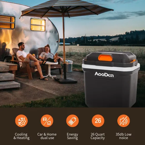 Miniatura 2 de Enfriador y calentador eléctrico para automóvil, capacidad de 24,7 litros, enfriador termoeléctrico sin hielo para viajes, camping, vehículos