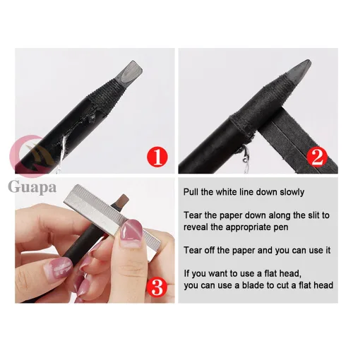 Miniatura 8 de 6pcs Impermeable Rojo Microblading Cejas Mapping Lápiz de Núcleo Duro Peel Off Maquillaje Permanente Lápiz de Tatuaje de Labios (Marrón)