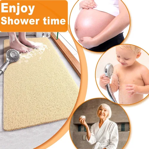 Miniatura 5 de Alfombrillas de ducha antideslizantes para personas mayores, 24x47'' Extra Large Loofah, alfombrillas de baño para ducha, alfombrilla antideslizante