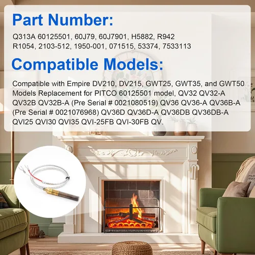 Miniatura 2 de Q313A - Generador de termopila de 36 pulgadas, chimenea de gas natural propano termopila de 750 milivoltios para calentador de agua a gas, chimenea