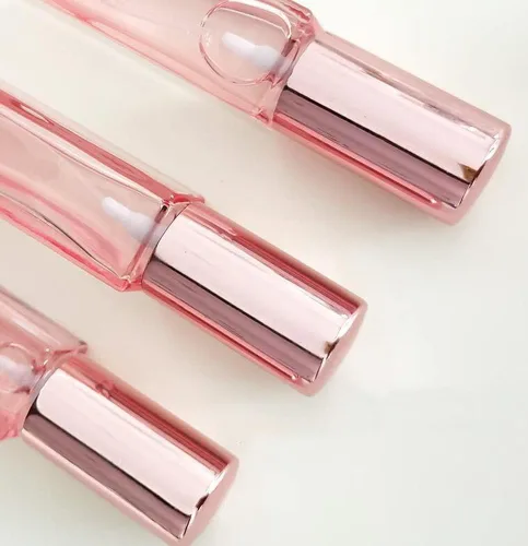 Miniatura 3 de Botellas de perfume de vidrio de 0.7 onzas líquidas, botellas vacías de perfume en aerosol rosa con tapa de oro rosa, recargable, portátil
