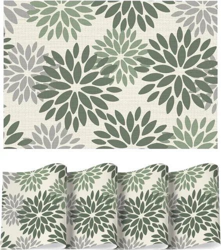 Miniatura 41 de Artoid Mode - Juego de 4 manteles individuales de vinilo con diseño floral, resistentes al calor, lavables, antideslizantes, de PVC, para decoración