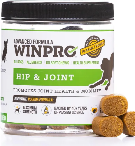 WINPRO Suplemento para cadera y articulaciones para perros - Masticables suaves potenciados por plasma para la salud de las articulaciones y la