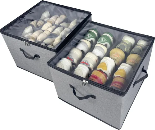 Miniatura 11 de Caja organizadora de zapatos, paquete de 2, organizador de almacenamiento de zapatos con cubierta transparente, divisores ajustables para 16-32