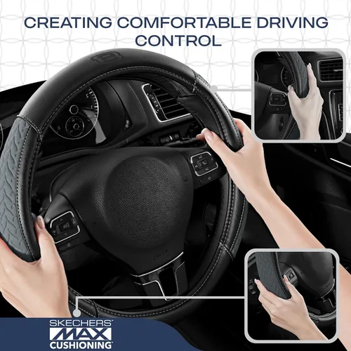 Miniatura 5 de Skechers - Funda para volante de cuero con amortiguación máxima, funda universal de 14" 1/2-15" para proteger el volante del automóvil para hombres