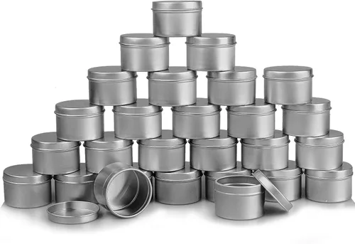 DINGPAI 27 latas de velas, latas de metal de 2 onzas, recipientes redondos vacíos para hacer velas, recuerdos de fiesta, especias y regalos Color