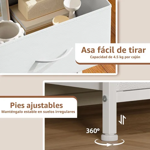 Miniatura 7 de Somdot - Buró, cajonera de 3 cajones para dormitorio, buró, mesa auxiliar con canastas de tela para dormitorio, guardería, clóset, dormitorio, sala