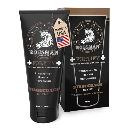 Bossman Fortify - Acondicionador intenso para barba para hombres (aroma de diligencia), hidrata, repone y protege con ingredientes naturales,