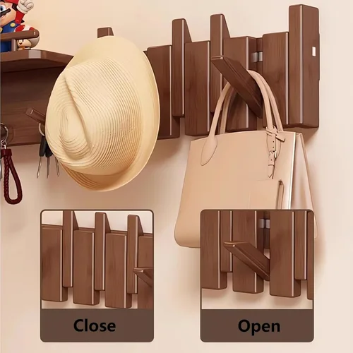 Miniatura 6 de Percheros montados en la pared, ganchos para llaves de piano, colgador de madera maciza natural, tela no tejida, perchas para armario, cocina