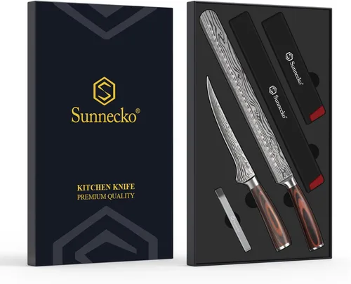 Miniatura 2 de Sunnecko Juego de cuchillos profesionales para tallar barbacoa, cuchillo para cortar y deshuesar para cortar carne, cuchillo alemán de acero