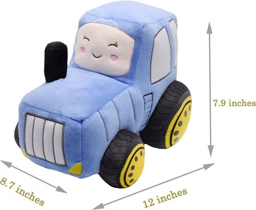 Miniatura 6 de Juguete de peluche de tractor de felpa suave, almohada de peluche súper linda, excelente regalo para niños o fiesta de cumpleaños de 12 pulgadas Azul