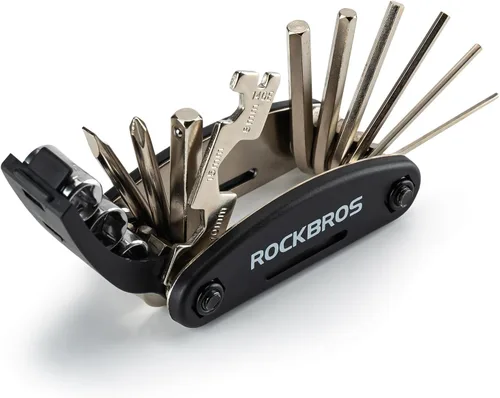 Miniatura 10 de ROCKBROS Kit de herramientas para bicicleta 16 en 1 – Multifunción – Herramienta portátil y plegable para ciclismo con llave Allen, palancas