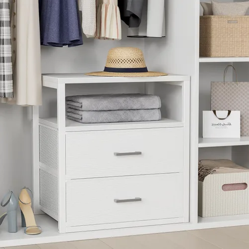 BOLUO Cajones de armario blancos con estante abierto para organizadores de armario y almacenamiento de dormitorio, dormitorio, moderno, grande