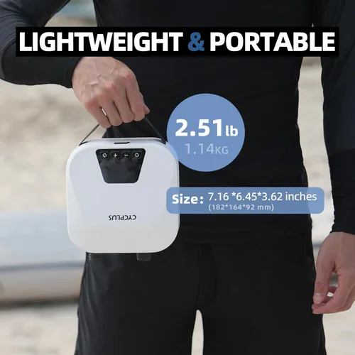 Miniatura 4 de CYCPLUS 20PSI High Pressure Smart SUP Air Pump, Rechargeable Battery-Powered, Intelligent Dual Stage Inflation & Deflation, Auto-Off Air Pump for