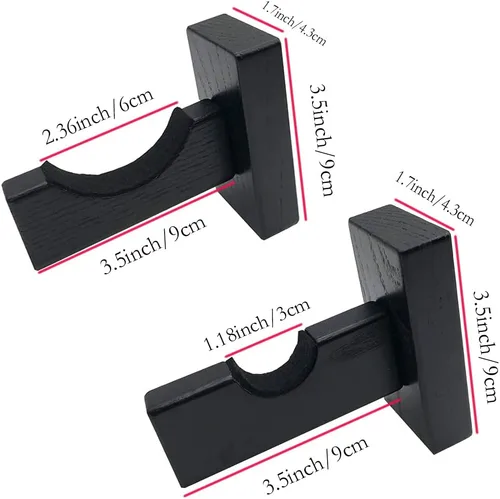 Miniatura 4 de Soporte de pared para bate de béisbol, soporte de madera maciza con tornillos ocultos para sóftbol y béisbol Negro