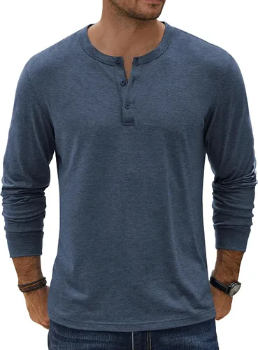 Miniatura 24 de COOFANDY Camiseta Henley de Manga Larga para Hombre Camisas Pullover Casuales Ligeras Camisetas Básicas Suaves Elásticas Tops de Otoño
